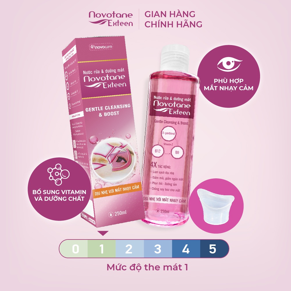 Nước rửa & dưỡng mắt Novotane Exteen Cleansing 250ml sạch bụi bẩn, mát dịu, bảo vệ sức khỏe mắt