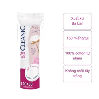 Bông tẩy trang Cleanic 150 miếng chất bông mềm mịn sử dụng tiện lợi