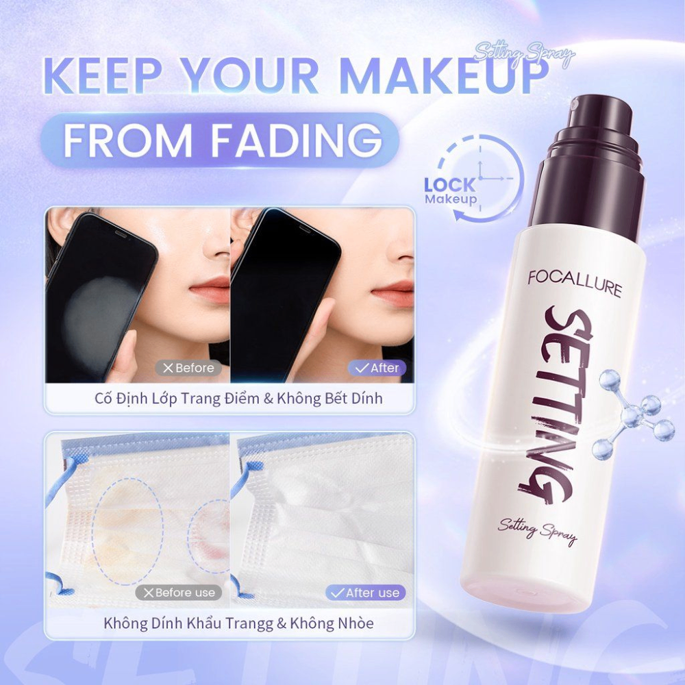 Xịt khóa nền Focallure Flawless Long-lasting Setting Spray FA352 (SP01) 65ml dưỡng ẩm giữ lớp makeup lâu trôi