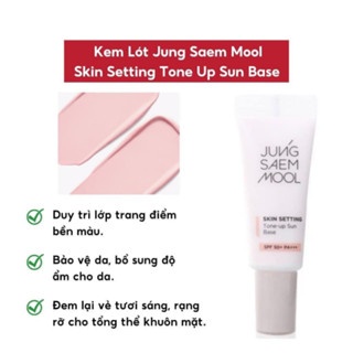 Kem lót chống nắng mini Jung Saem Mool Skin Setting Tone-up Base (Hồng) SPF 50+/PA+++ 5ml nâng tông tự nhiên