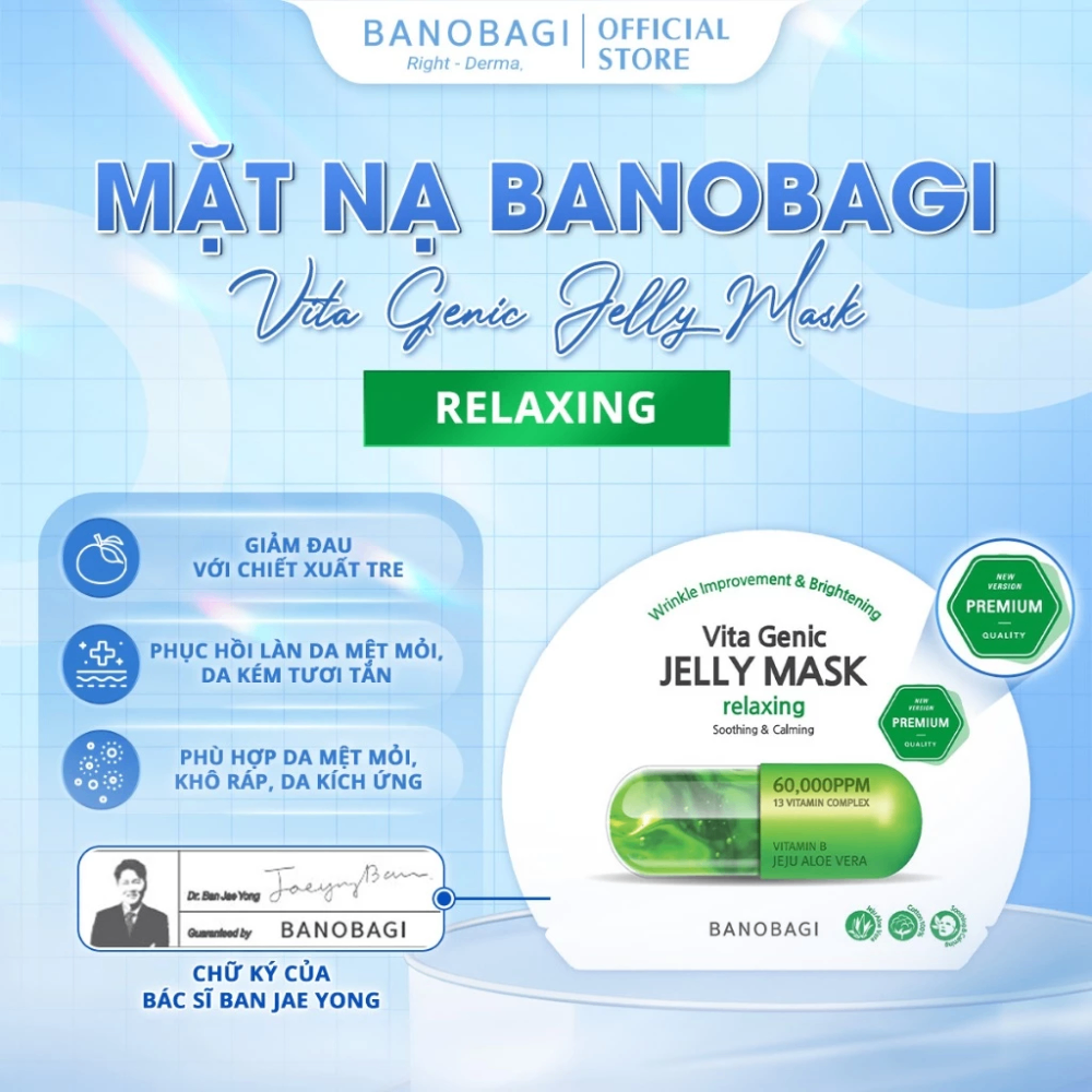 Mặt nạ giấy BANOBAGI Vita Genic Jelly Mask 30g giúp trắng sáng cấp ẩm chống lão hóa da