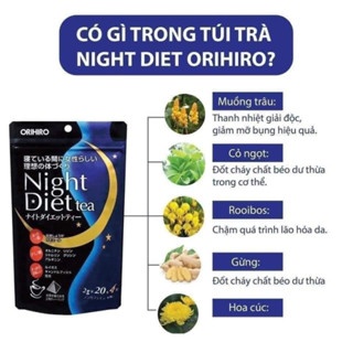 Trà giảm cân ORIHIRO Night Diet Tea 20 gói hỗ trợ giảm cân an toàn tiêu hao năng lượng