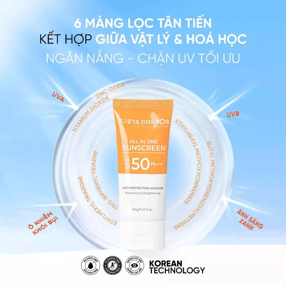 Kem chống nắng Freya Cosmo All In One Sunscreen SPF50 PA++++ 40g