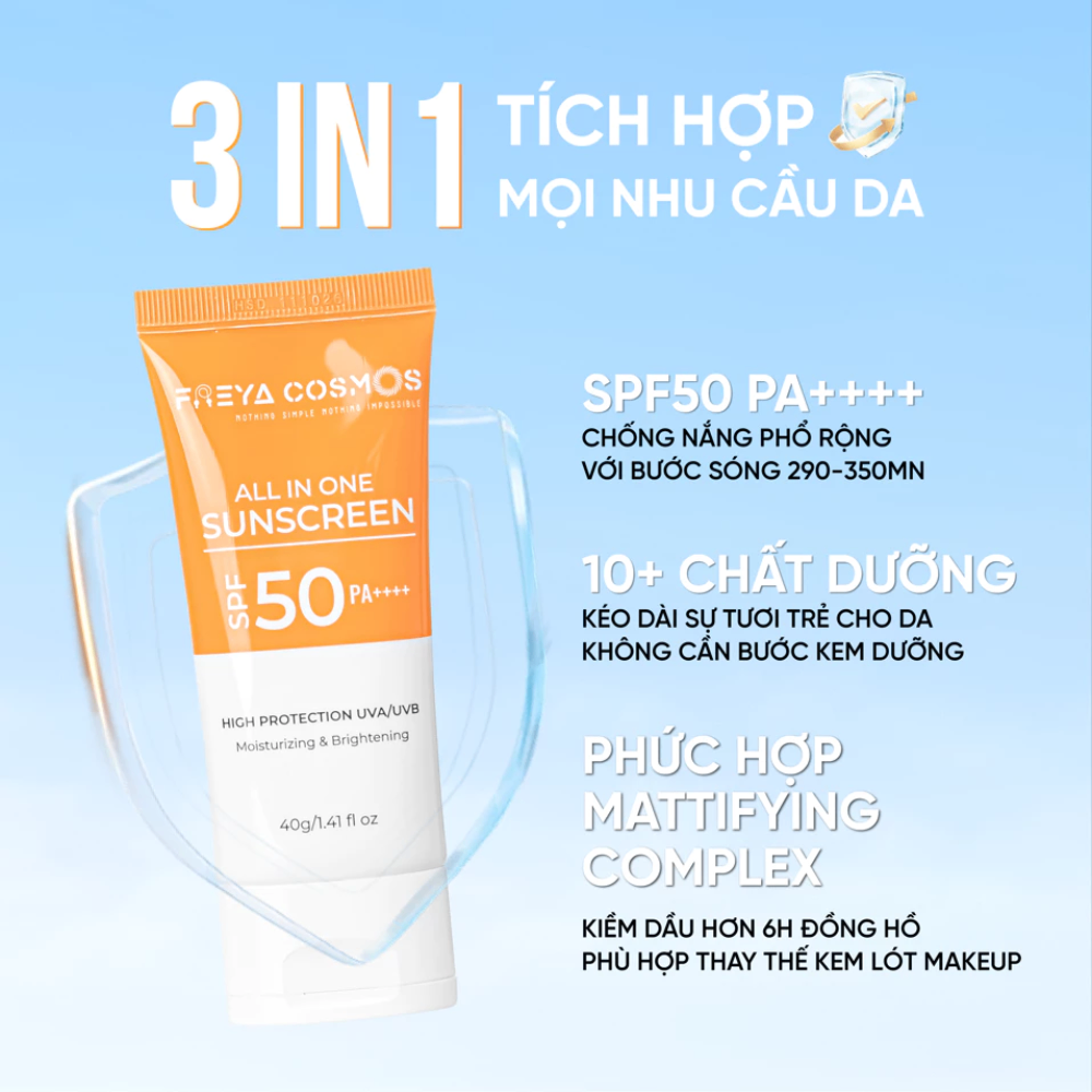 Kem chống nắng Freya Cosmo All In One Sunscreen SPF50 PA++++ 40g