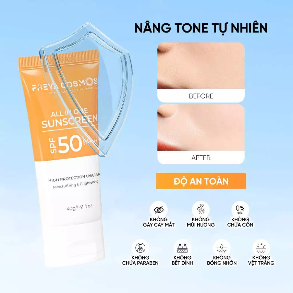 Kem chống nắng Freya Cosmo All In One Sunscreen SPF50 PA++++ 40g