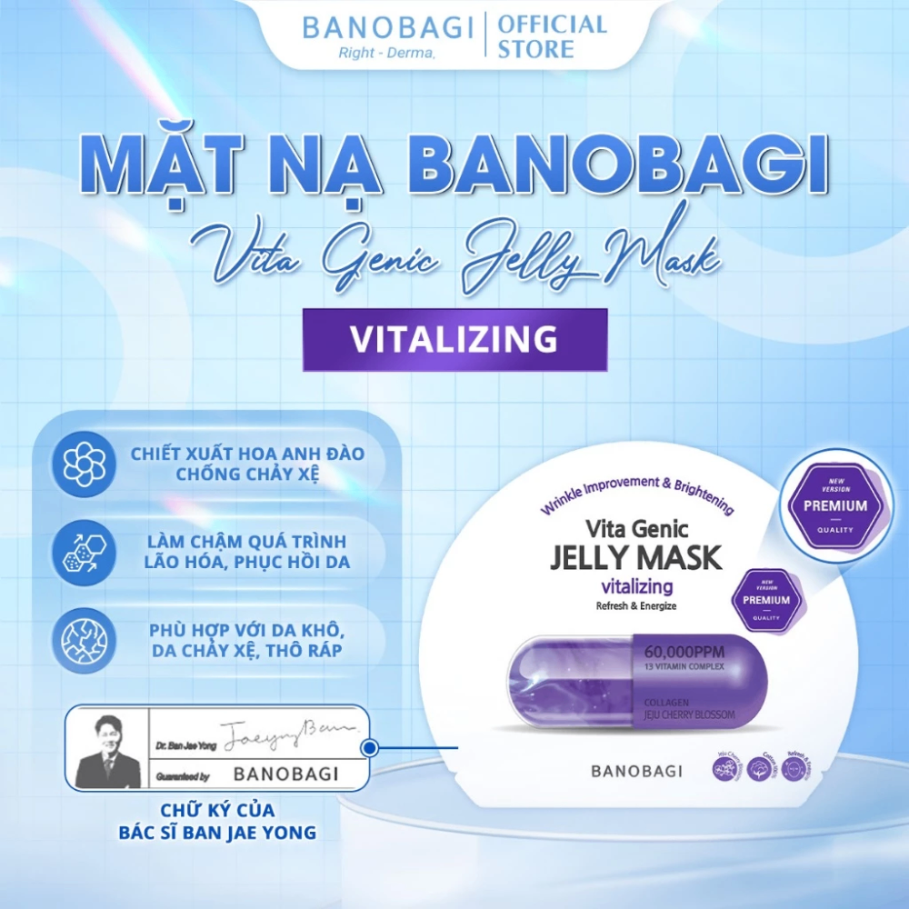 Mặt nạ giấy BANOBAGI Vita Genic Jelly Mask 30g giúp trắng sáng cấp ẩm chống lão hóa da