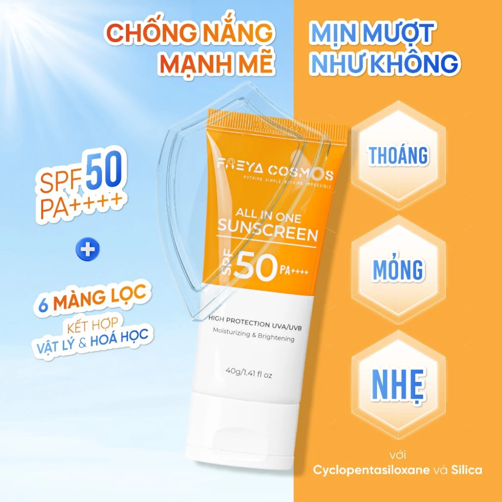 Kem chống nắng Freya Cosmo All In One Sunscreen SPF50 PA++++ 40g
