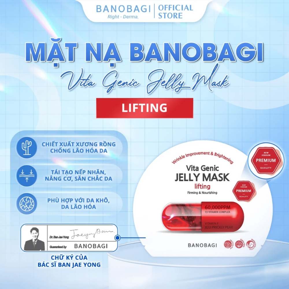 Mặt nạ giấy BANOBAGI Vita Genic Jelly Mask 30g giúp trắng sáng cấp ẩm chống lão hóa da