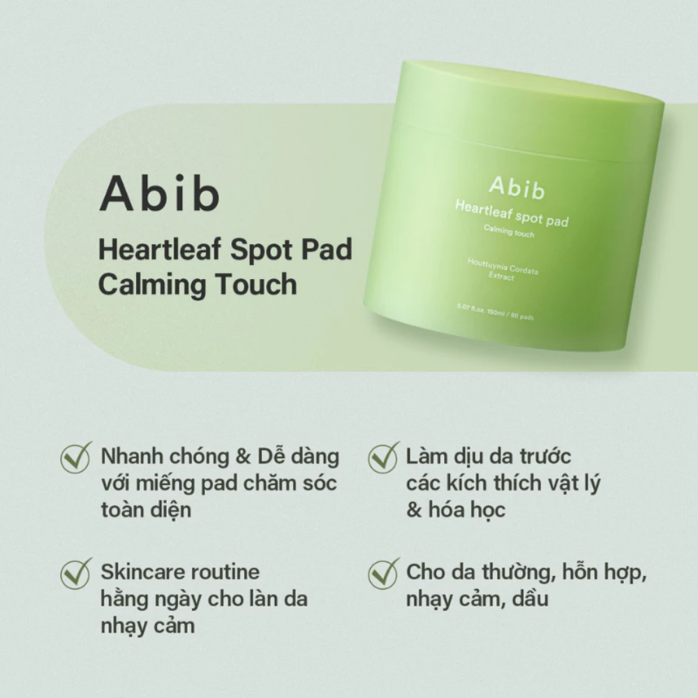 Toner pad Abib Heartleaf Spot Pad Calming Touch 150ml (80 miếng)