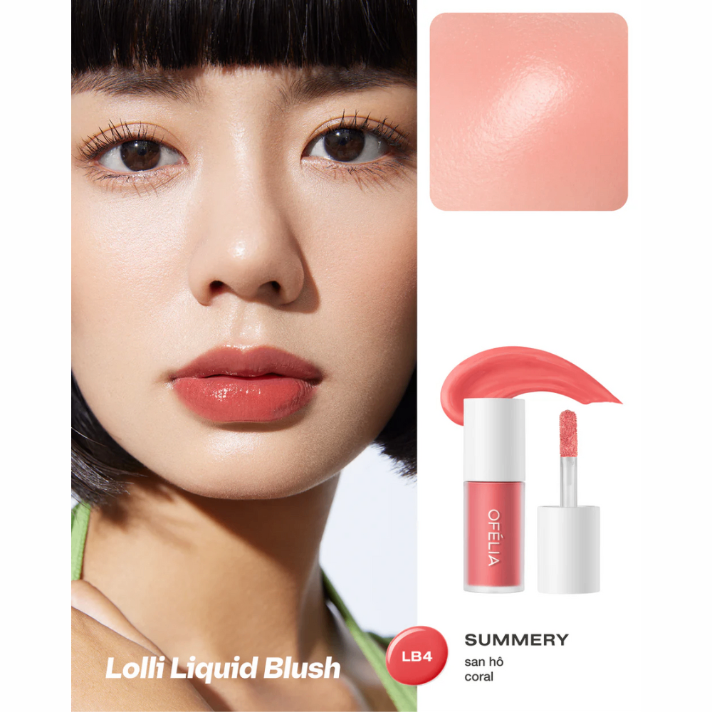 Má hồng dạng kem Ofelia Lolli Liquid Blush 4.3g nhẹ và lên màu đều, dễ dàng sử dụng