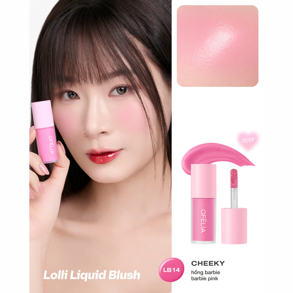 Má hồng dạng kem Ofelia Lolli Liquid Blush 4.3g nhẹ và lên màu đều, dễ dàng sử dụng