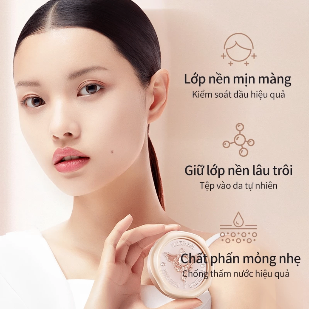 Phấn phủ nén Hexze Lacquer Seal Tulle Set Up Powder 15g mỏng nhẹ kiềm dầu giữ lớp nền lâu trôi