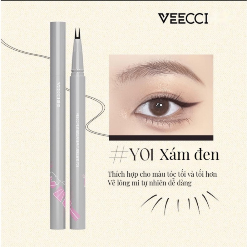 Bút kẻ mắt Veecci hai ngòi phẩy sợi mi 0.5g cho đôi mắt sắc sảo đầy thu hút
