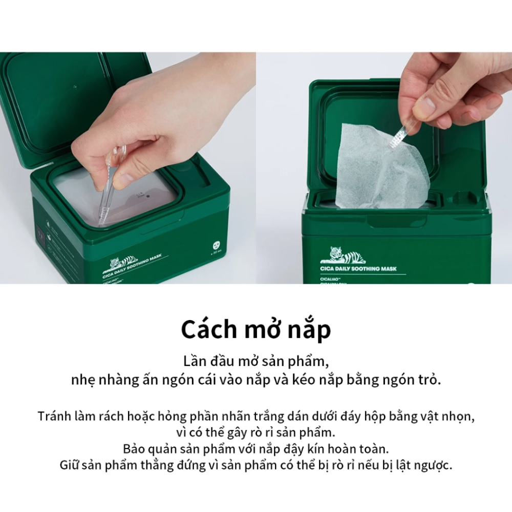 Hộp mặt nạ VT Cosmetics Cica Daily Soothing Mask 30 miếng