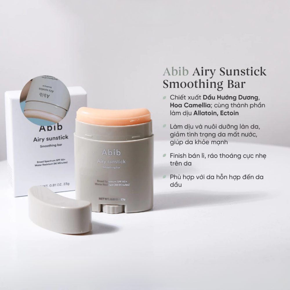 Thanh lăn chống nắng Abib Airy Sunstick Smoothing Bar SPF50+ PA++++ 23g