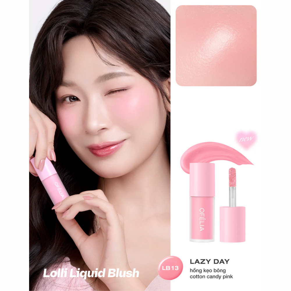 Má hồng dạng kem Ofelia Lolli Liquid Blush 4.3g nhẹ và lên màu đều, dễ dàng sử dụng