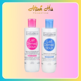 Sữa tẩy trang Evoluderm Lait Démaq' Doux 250ml làm‪ tan và lấy sạch lớp​ trang điểm​ mà không gây khô, căng da