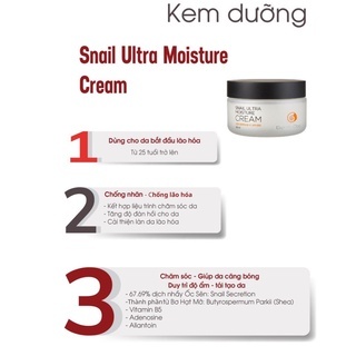 Kem dưỡng Goodndoc Snail Ultra Moisture Cream 50ml chống lão hóa và bổ sung độ ẩm giúp da sáng mịn