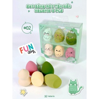 Set 6 bông mút trang điểm Habaria Makeup Sponge Cats So Cute 16g chất liệu cao cấp, mềm mại