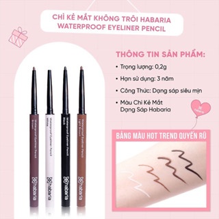 Chì sáp kẻ mắt Habaria Waterproof Eyeliner Pencil 0.2g mềm mại dễ sử dụng, màu sắc bám lâu, không lem, không trôi