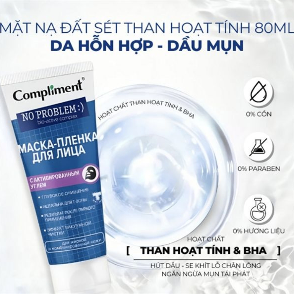 Mặt nạ đất sét Compliment 80ml detox da, làm sáng, kiềm dầu, se khít lỗ chân lông