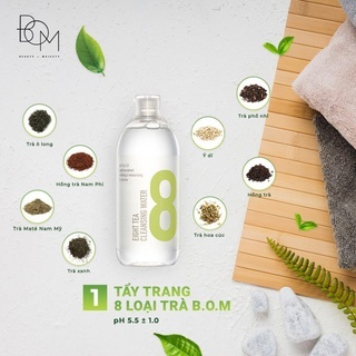 Nước tẩy trang BOM Eight Tea Cleansing Water 500ml từ 8 loại trà làm sạch sâu chỉ sau 1 bước