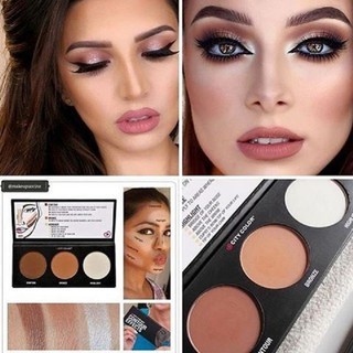 Phấn tạo khối và highlight 3 ô City Color Contour Effects Palette 4.5g chất phấn mịn lì tự nhiên