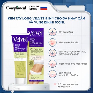 Kem tẩy lông Velvet 9in1 cho da nhạy cảm và vùng bikini 100ml không gây đau giúp lông mọc chậm