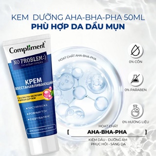 Kem dưỡng Compliment No Problem AHA BHA 50ml dành cho da dầu mụn se khít lỗ chân lông, làm đều màu