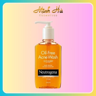 Gel rửa mặt Neutrogena Oil Free Acne Wash 175ml hỗ trợ giảm mụn, kiểm soát dầu nhờn