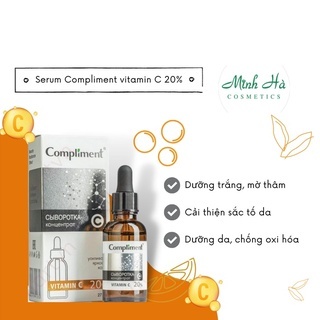 Serum Compliment 2% BHA ,5% Hyaluronic Acid & 20% Vitamin C AHA BHA PHA 27ml làm sạch da, giảm mụn trắng da căng bóng