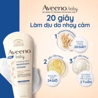 Kem dưỡng da nhạy cảm Aveeno Baby Soothing Relief Moisture Cream 227g hương thơm nhẹ‎ dịu cấp ẩm suốt ngày dài