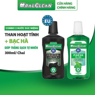 Nước súc miệng Oral Clean Fresh To Go + Clean Characoal Detox 500ml đánh bay các mảng bám trên răng hơi thở thơm mát
