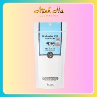 Muối tẩy da chết Scentio Milk Plus Brightening Q10 Salt Scrub 300g với hạt muối siêu mịn giúp nhẹ nhàng tẩy sạch