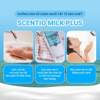 Muối tẩy da chết Scentio Milk Plus Brightening Q10 Salt Scrub 300g với hạt muối siêu mịn giúp nhẹ nhàng tẩy sạch