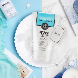 Sữa rửa mặt con bò Scentio Milk Plus Whitening Facial Foam 100ml dưỡng sáng da và làm mờ thâm