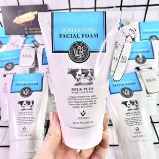 Sữa rửa mặt con bò Scentio Milk Plus Whitening Facial Foam 100ml dưỡng sáng da và làm mờ thâm