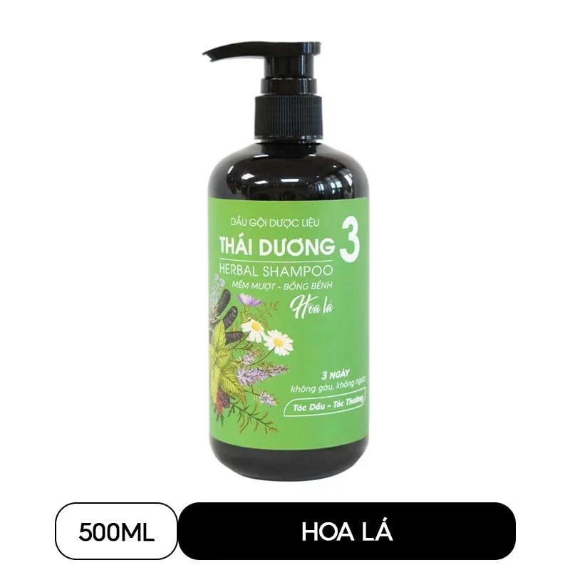 Dầu gội dược liệu Thái Dương 3 hương hoa anh đào hương hoa lá 500ml sạch gàu giúp tóc suôn mềm