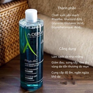 Gel rửa mặt A Derma Phys-AC 400ml dịu nhẹ dành cho da nhờn mụn