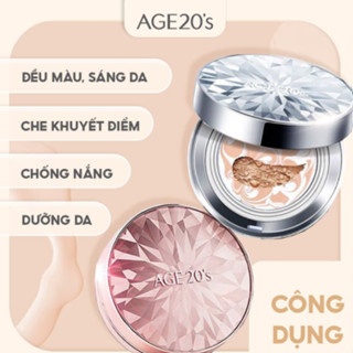 Phấn nền lạnh AGE 20's Essence Cover Pact Diamond 12.5g chất phấn mịn dễ tán
