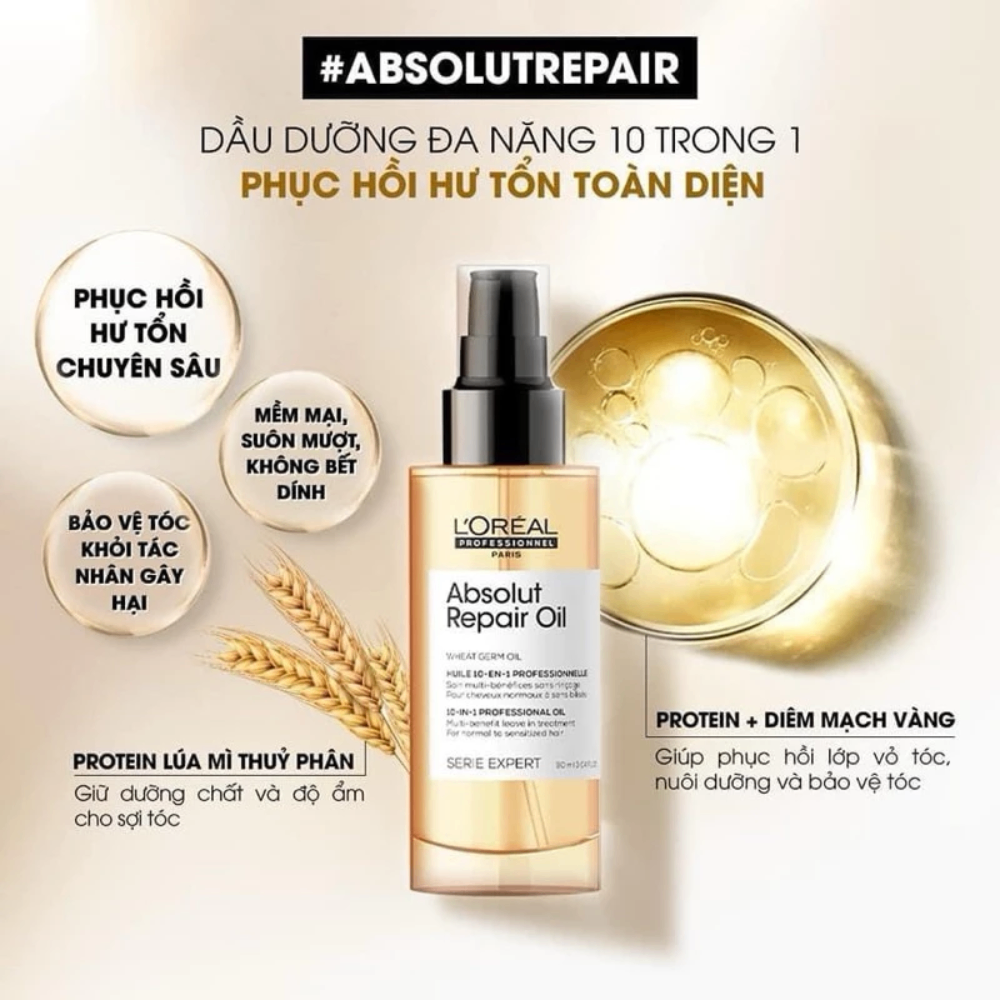 Tinh dầu dưỡng tóc Loreal Paris Professionnel Absolut Repair Oil 90ml