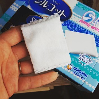 Bông tẩy trang Silcot Unicharm 82 miếng Nhật Bản 100% cotton không làm da bị kích ứng