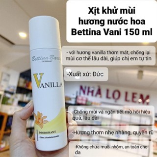 Xịt khử mùi Bettina Barty Vanilla 150ml cho vùng da dưới cánh tay được thông thoáng