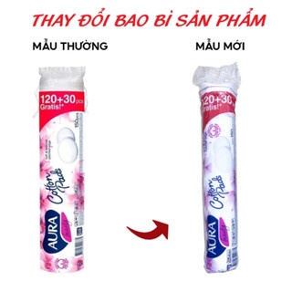 Bông tẩy trang Aura Beauty 150 miếng thiết kế 2 lớp giúp tẩy trang sạch sâu, nhanh chóng