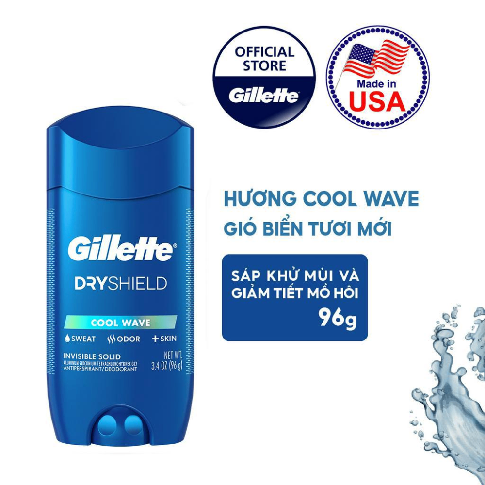 Sáp khử mùi Gillete Dryshield 96g #Cool Wave ngăn mùi & mồ hôi hiệu quả lên đến 72 giờ