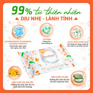 Khăn ướt vệ sinh vùng kín Femfresh Daily Wipes 10 tờ thành phần tự nhiên