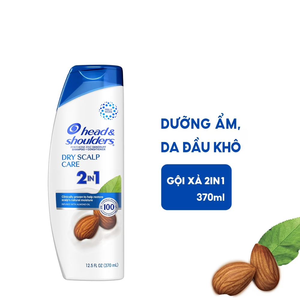 Dầu gội xả Head & Shoulders 2in1 370ml làm sạch da đầu loại bỏ gàu hiệu quả