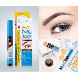 Dưỡng chân mày Eveline 8B1 Total Action Eyebrow Therapy 10ml dày sau 14 ngày