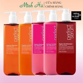 Dầu gội xả Miseen Scène Perfect Serum Super Rich Shampoo 680ml giúp mái tóc mượt mà phục hồi hư tổn