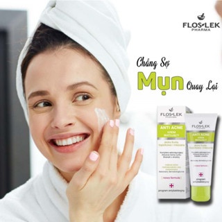 Kem dưỡng da giảm dầu giảm mụn Floslek Anti Acne Mattifying Cream 50ml (Mẫu mới) hỗ trợ kiềm dầu giảm bóng nhờn